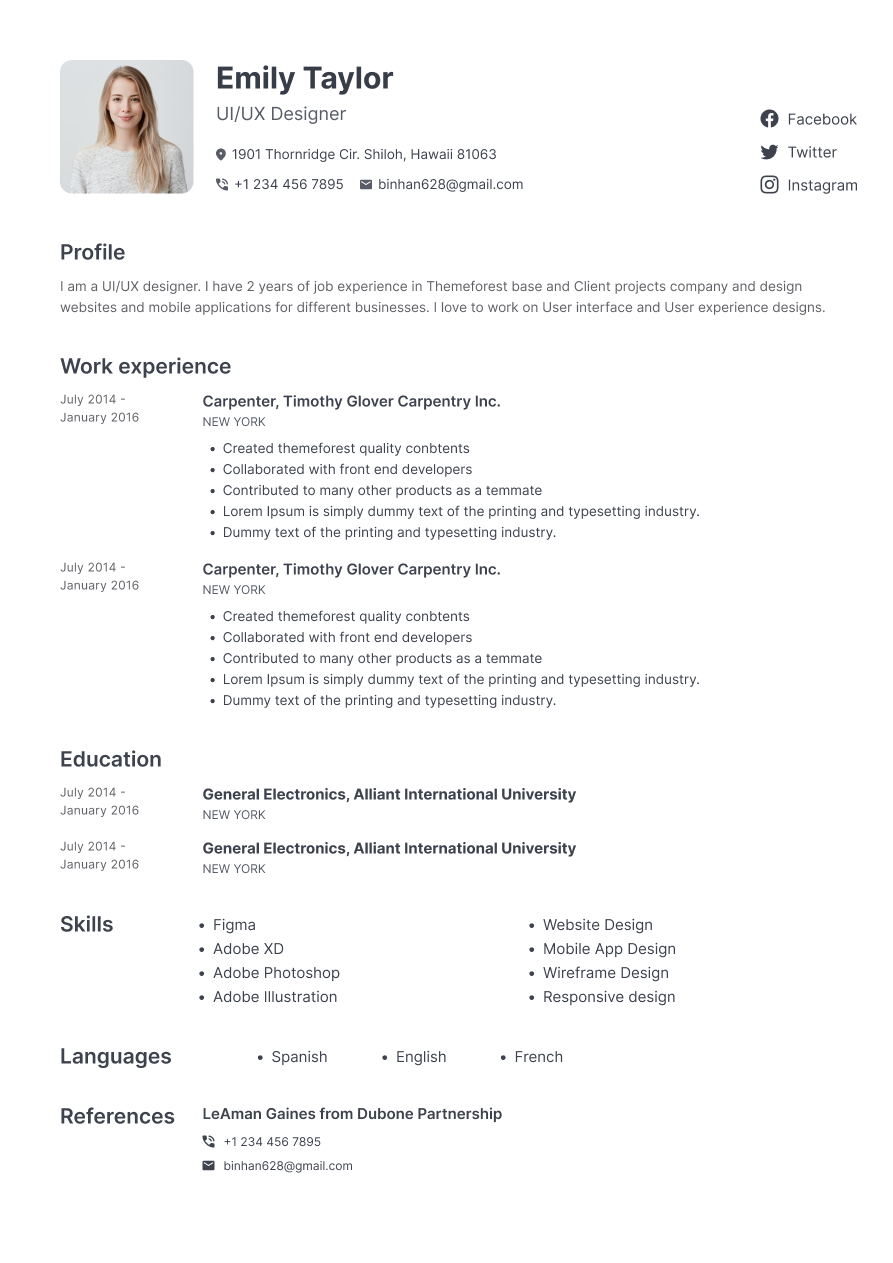 Resume Template Nova